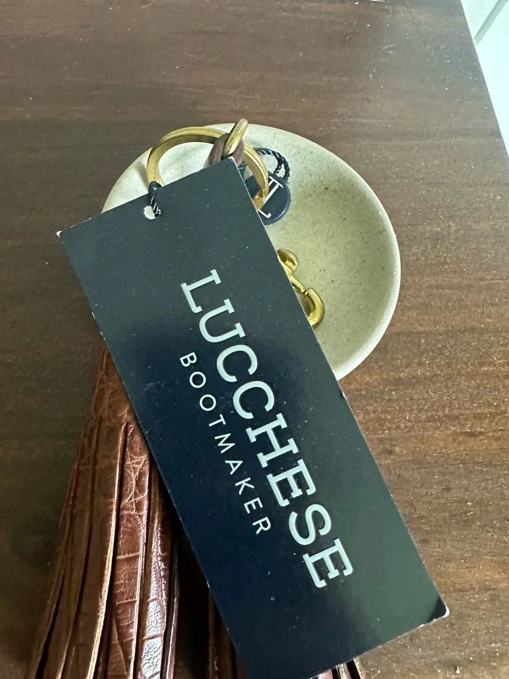 Lucchese Bootmaker Exotic Tassel Keychain NWT Brown Caiman Leather $275 MSRP